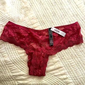 NWT Victoria Secret Cheeky Panty, women, size Medium, lingerie, VS, Red, strappy